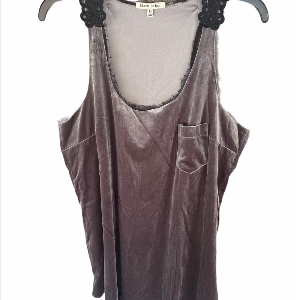 Gray Velvet Tank Top